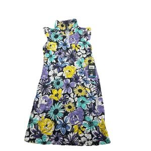 IBKUL Ruffle Dress Sleeveless 1/4 Zip Golf Tennis Floral Print UPF 50 Medium NWT